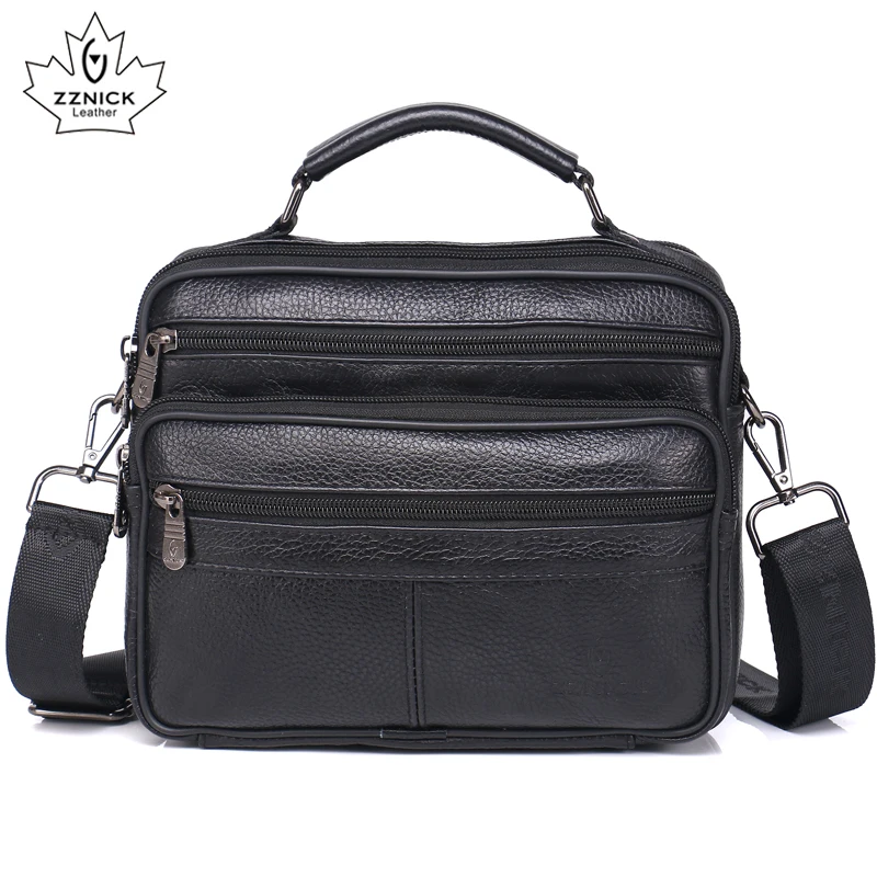Cow Genuine Leather Messenger Bags Men Travel Business Crossbody Shoulder Bag for Man Fashion Satchels Flap Solid Bag ZZNICK