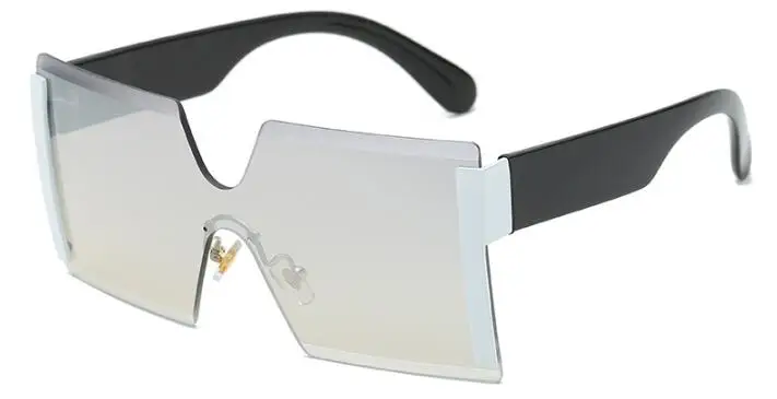 C5 silver silver Женские большие квадратные солнцезащитные очки, винтажные оттенки, полуоправа, негабаритные солнцезащитные очки, женские дизайнерские брендовые роскошные очки без оправы - Цвет линз: C5 silver silver