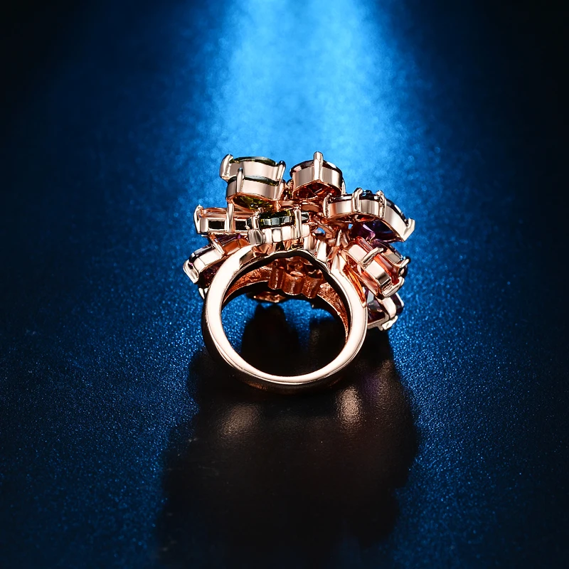 Женское кольцо на палец с фианитом розовое золото разные цвета|finger ring|rings for womenring |