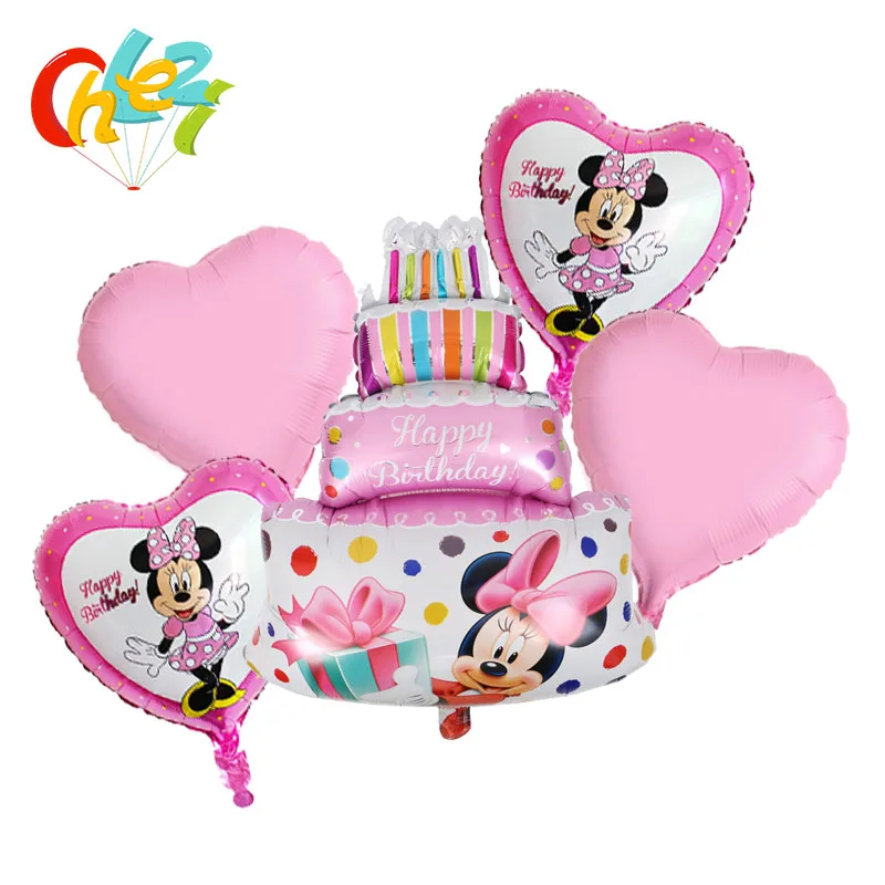 15 Blue Pink Large Cake Minnie Mickey Happy Birthday Foil Balloons for Baby Kids Birthday Party Decorations Inflatable Air Ballons - Цвет: 15