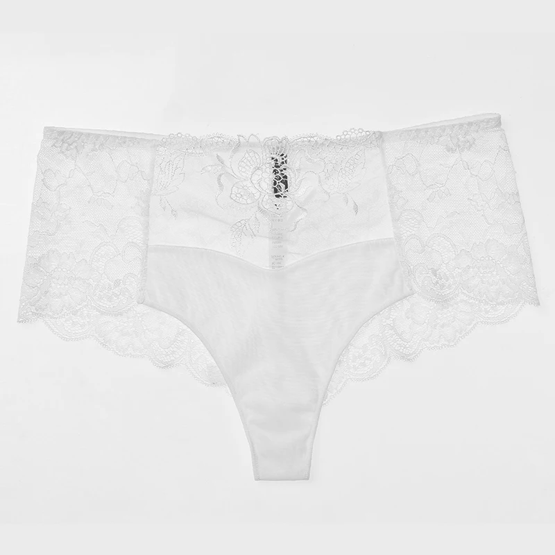 White Lilymoda, женские трусики, высокое качество, сексуальные, прозрачные, цветочные кружева, низкая талия, лифтинг, нижнее белье, мягкий чистый хлопок, промежность, Короткие трусы - Цвет: White