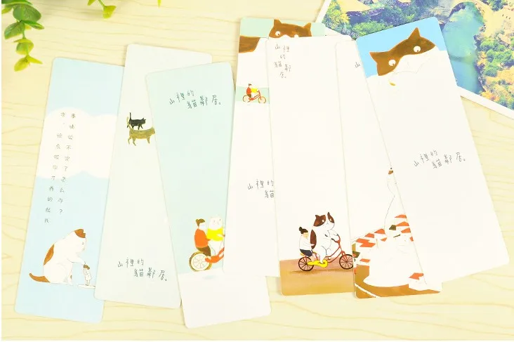 JIANWU 20pcs Van Gogh's Monet paper creative bookmark bookmark a small school gift card