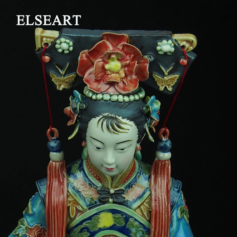 

Ceramic retro chinese lady embroidery girl craft handmade porcelain sculpture statue figurine home decoration