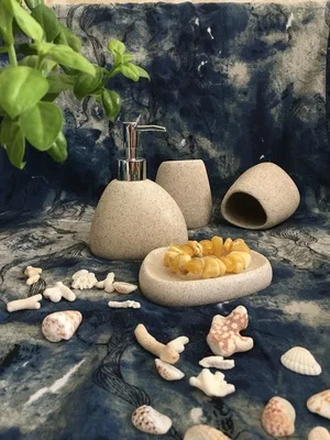 Набор 5 в 1 набор песочный цвет смола для ванны ванной мыльница дозатор лосьона