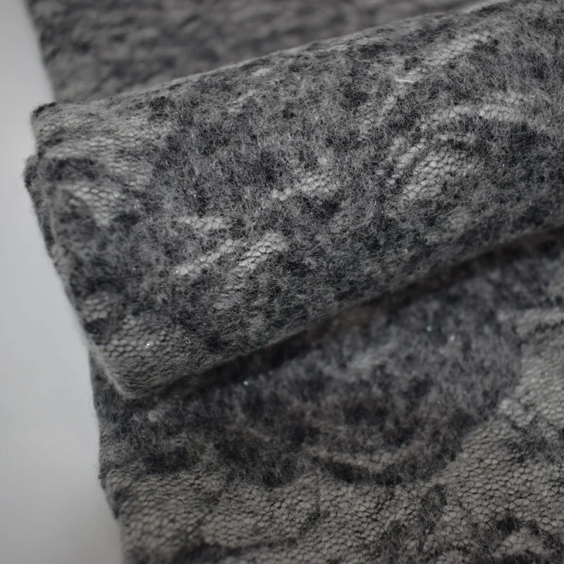 Модные двухэтажных композитной Кружево Ткань шерсть вискоза толстый теплый