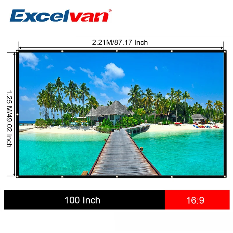 Excelvan 100 дюймов 16:9 Портативный Настольный проектор Экран для uc46 yg300 cl720d дома