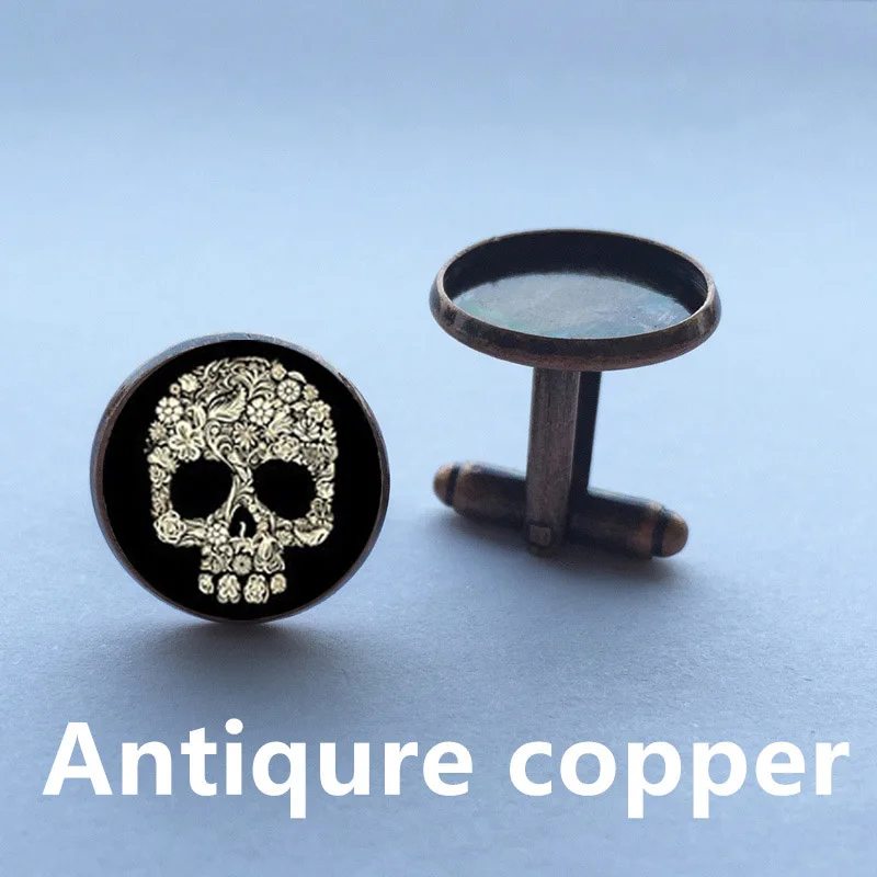 Темный запонки с черепом золото сахар изготовленные на заказ отец Женихи манжеты