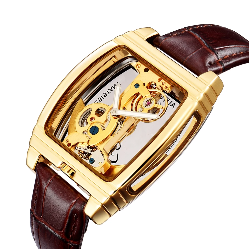 Мужские автоматические часы SHENHUA Relojes Hombre роскошные механические с золотым