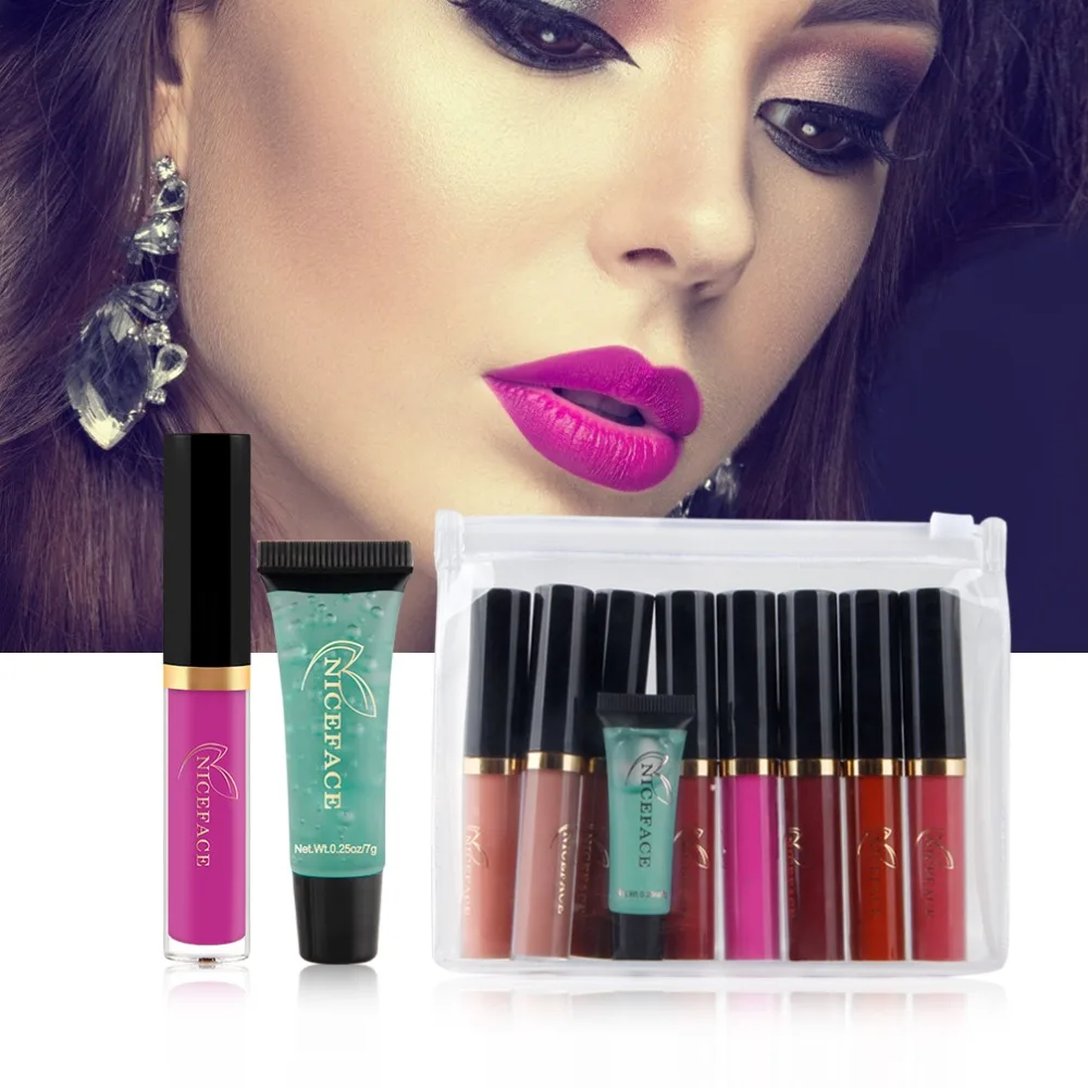 NICEFACE 8 цветов жидкие набор из помад Сексуальные Очаровательный блеск для губ