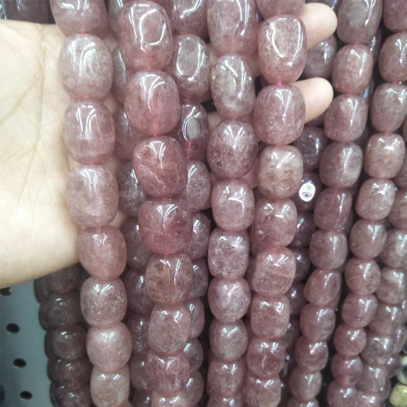 

High Quality 15x20mm Natural Strawberry Quartz Stone Beads DIY Necklace Jewelry Making Rectangle Loose Crystal Quartz Beads