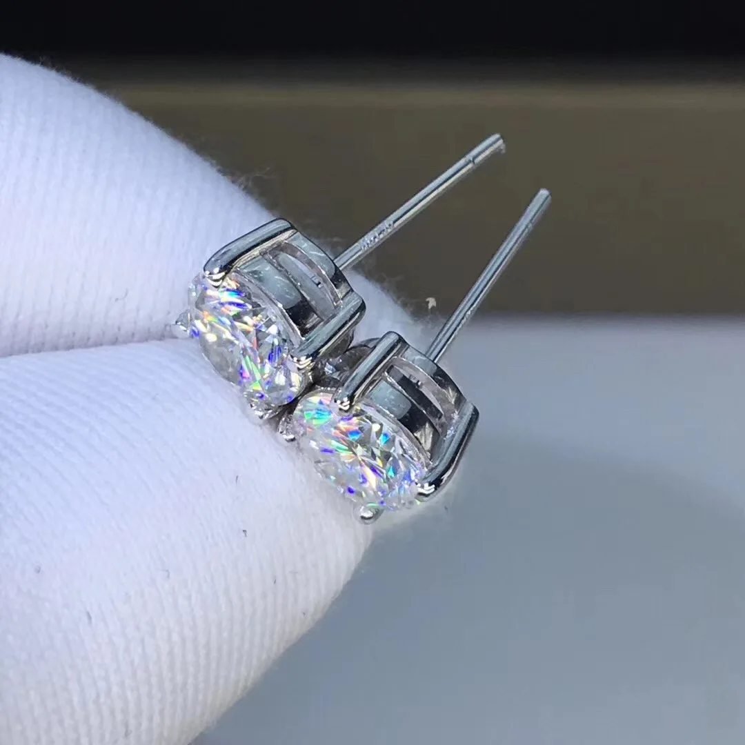 Поэтические еврей магазин Круглый Муассанит огранка всего 1.00ct алмаз тест прошел Муассанит Серьги серебристого цвета; бижутерия подарок подруге