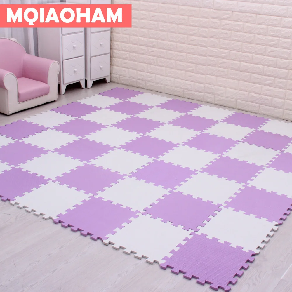 white purple 9 шт. 30x30 см EVA Коврик-пазл для детей водонепроницаемый мягкий развивающий игровой коврик для спортзала детский коврик-пазл ковер Tapete Bebe - Цвет: white purple