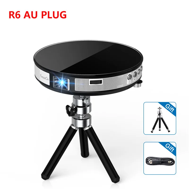 Exquizon UFO R6 DLP проектор HD зеркало беспроводной Wifi мини светодиодный DLP Мини проектор портативный с батареей HDMI USB поддержка 1080P - Цвет: R6 DLP AU PLUG