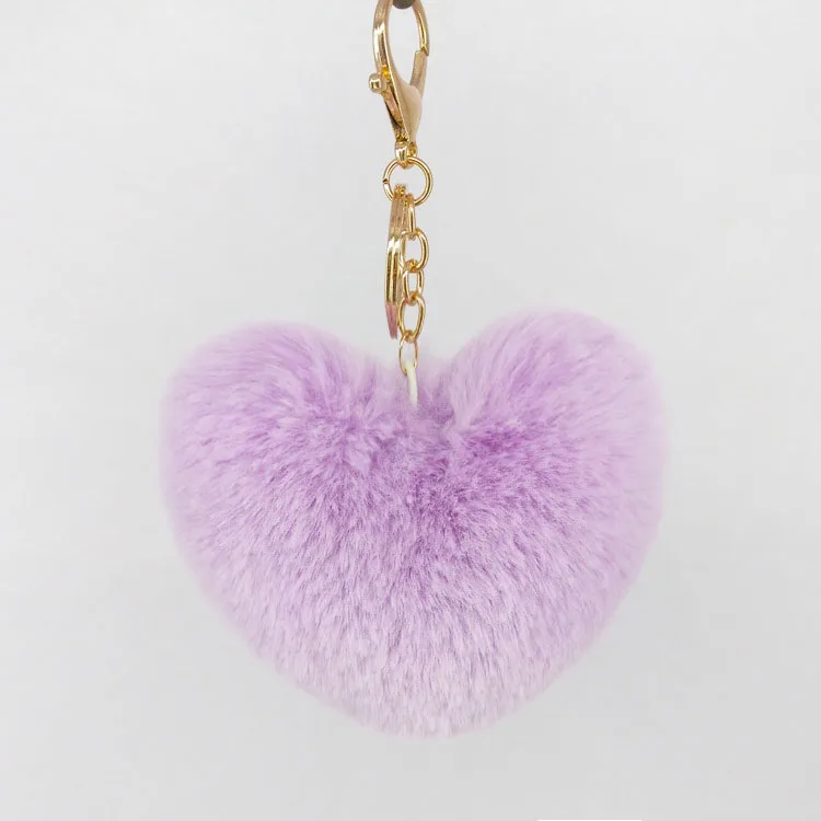 Taro purple Сердце брелок-помпон радужные плюшевые шарики брелки декоративная подвеска для женщин сумки аксессуары брелоки автомобильные модные брелоки - Цвет: Taro purple