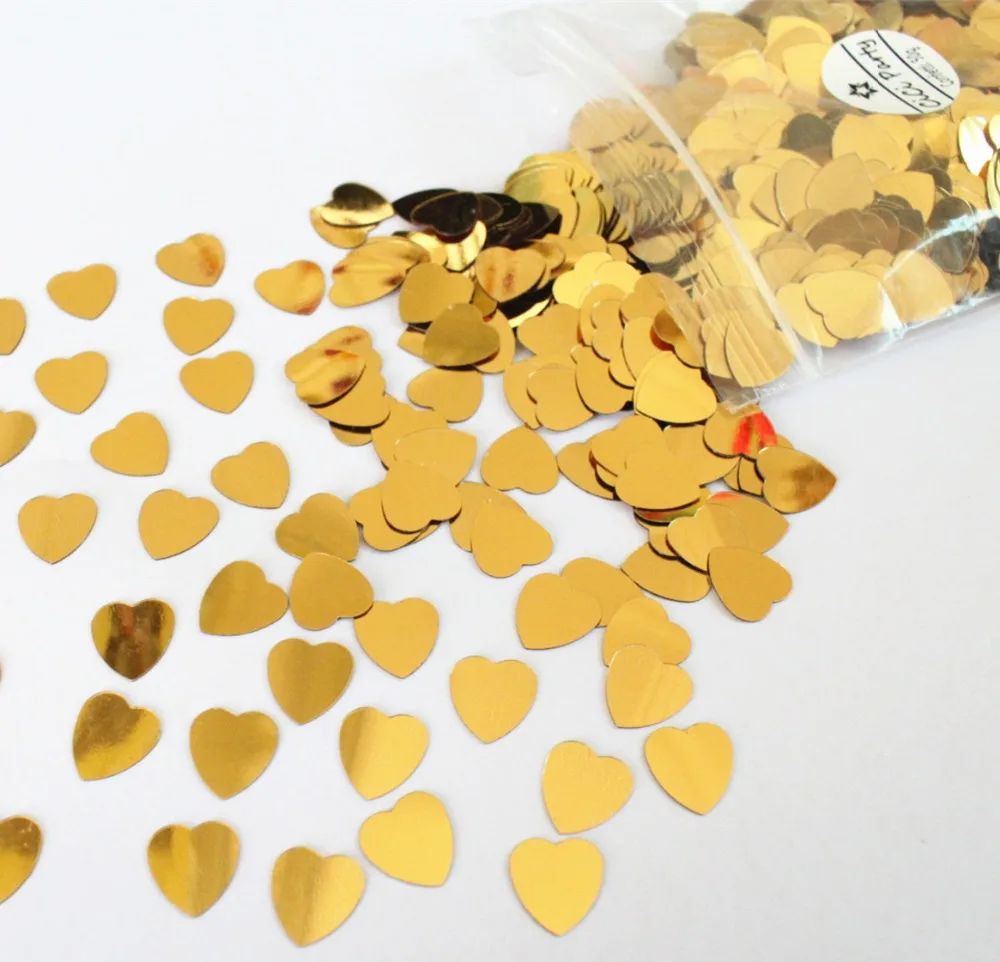 

50g 10mm Gold Sparkle Heart Wedding engagement anniversary birthday Table scatter Decoration Confetti