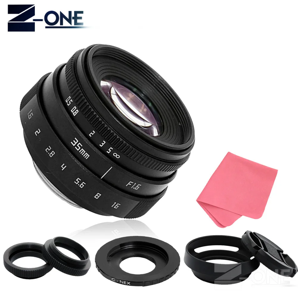 35 мм F1.6 CCTV объектив C крепление объектива камеры + бленда Комплект для Sony NEX 5R F3 7 5N 5C
