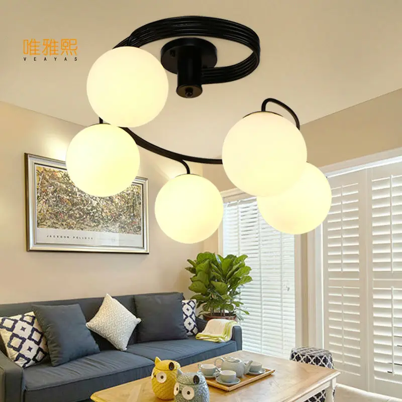 

3/5pcs white Frosted glass lampshades ceiling chandeliers lustre spiral slide chandelier bedroom kid room circle decoracion lamp