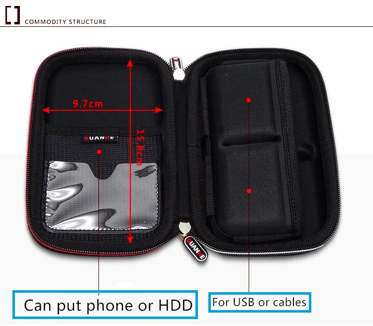 Чехол для переноски GUANHE, 2,5 дюймов, внешний аккумулятор для телефона, USB, защитная сумка для телефона, для WD, seagate, ADATA, SAMSUNG, внешний жесткий диск