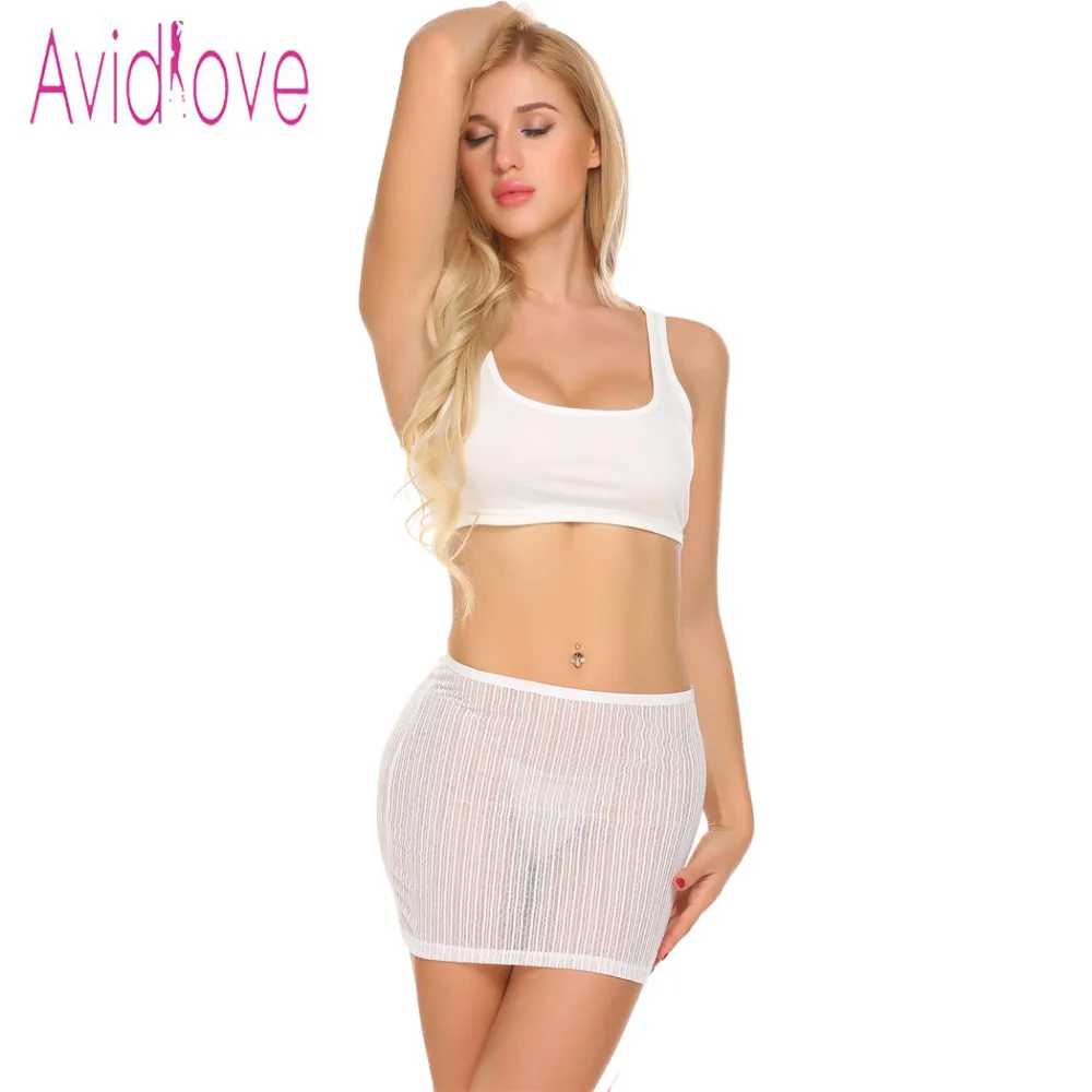 Avidlove ночное белье женское сексуальное костюм комплект короткий топ прозрачная