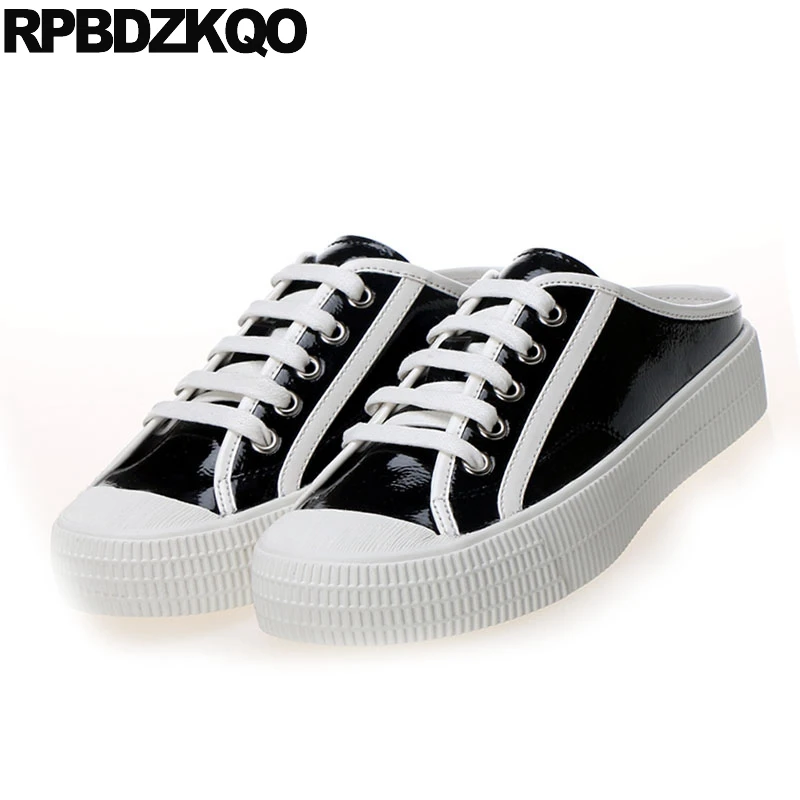 Женские туфли на шнуровке черные розовые мягкие белые без задника платформе