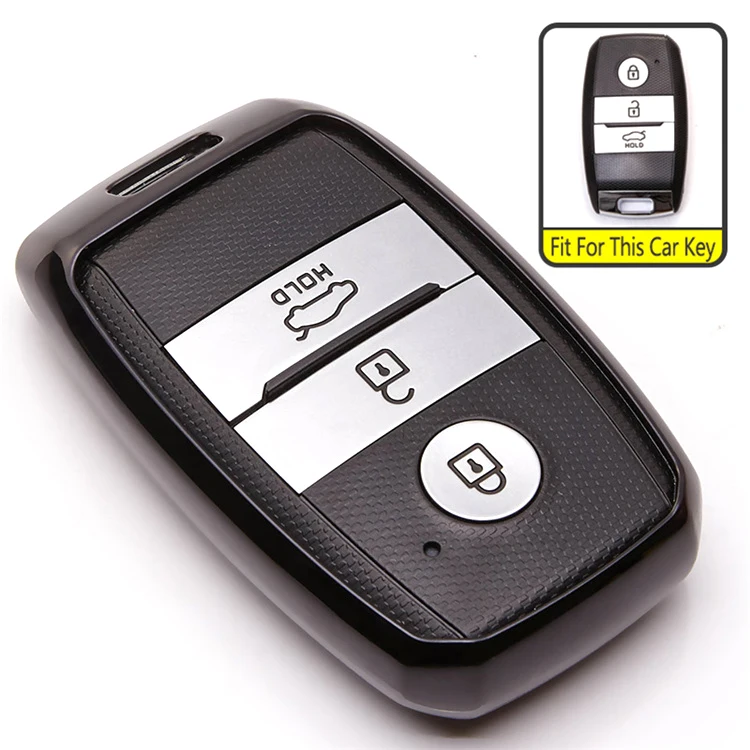 KUKAKEY 6 цветов ТПУ ключа автомобиля чехол Обложка для Kia Rio Sportage Ceed Sorento Cerato Picanto K2 K3 K5 ключ оболочки держатель Автомобильный Брелок - Название цвета: Black