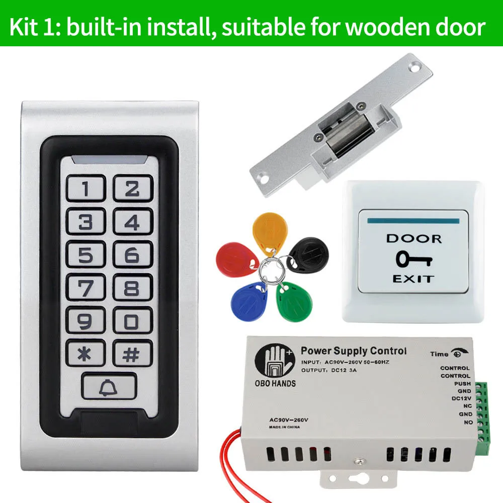 kit1 OBO HANDS Rfid система контроля допуска к двери комплект с электронным управлением дверной замок Водонепроницаемая клавиатура wiegand 26 ворот - Цвет: kit1