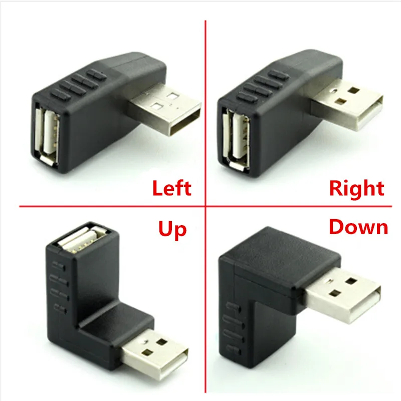 90 градусов левый/правый/вверх/вниз угол L изгиб USB 2 0 адаптер Папа-мама удлинитель
