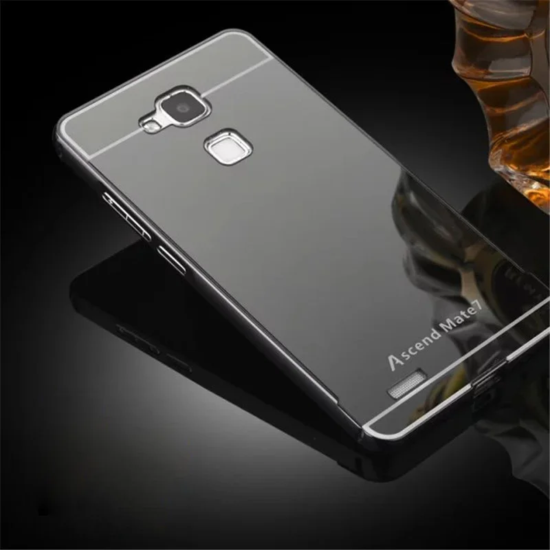 Чехол для Huawei Mate 7 металлический каркас с зеркальным эффектом задняя крышка