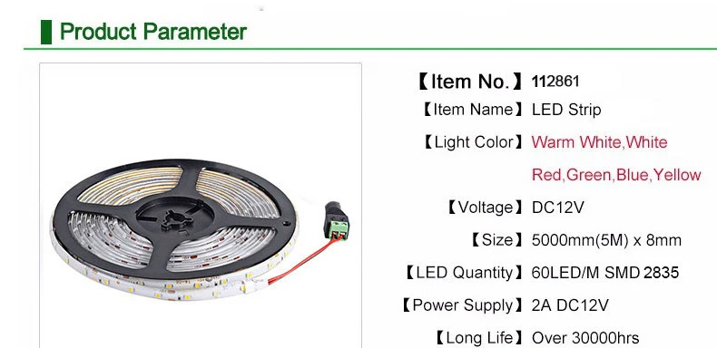 Светодиодная лента RGB, светильник, водонепроницаемая светодиодная лента SMD 2835, 5 м, 300 светодиодный s, гибкая неоновая лента, DC12V, 2A, Диодная лента, подсветка для PC tv
