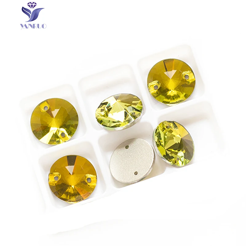 Light Topaz YANRUO 3200 круглые Пришивные Rivoil Стразы AAAAA с плоской задней частью платья стеклянные камни стразы для шитья камни для ювелирной одежды - Цвет: Light Topaz