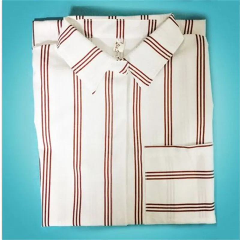 Новинка 2017 полосатая блузка для женщин приталенная рубашка с длинным рукавом в