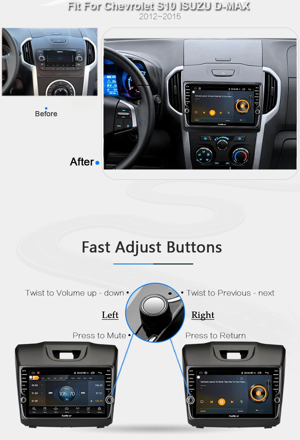 Funrover 8 ядерный 2 din Автомобильный радио мультимедиа android9.0 для Chevrolet Trailblazer Colorado S10 Isuzu D-max MU-X автомобильный dvd gps palyer