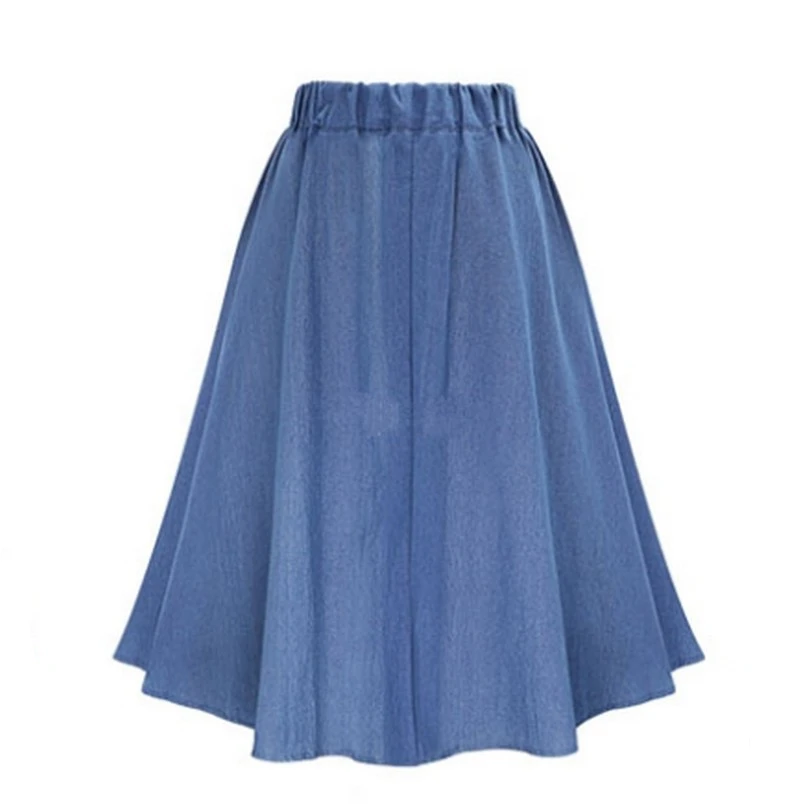 Женские джинсовые юбки в стиле ретро с высокой талией свободные однотонные