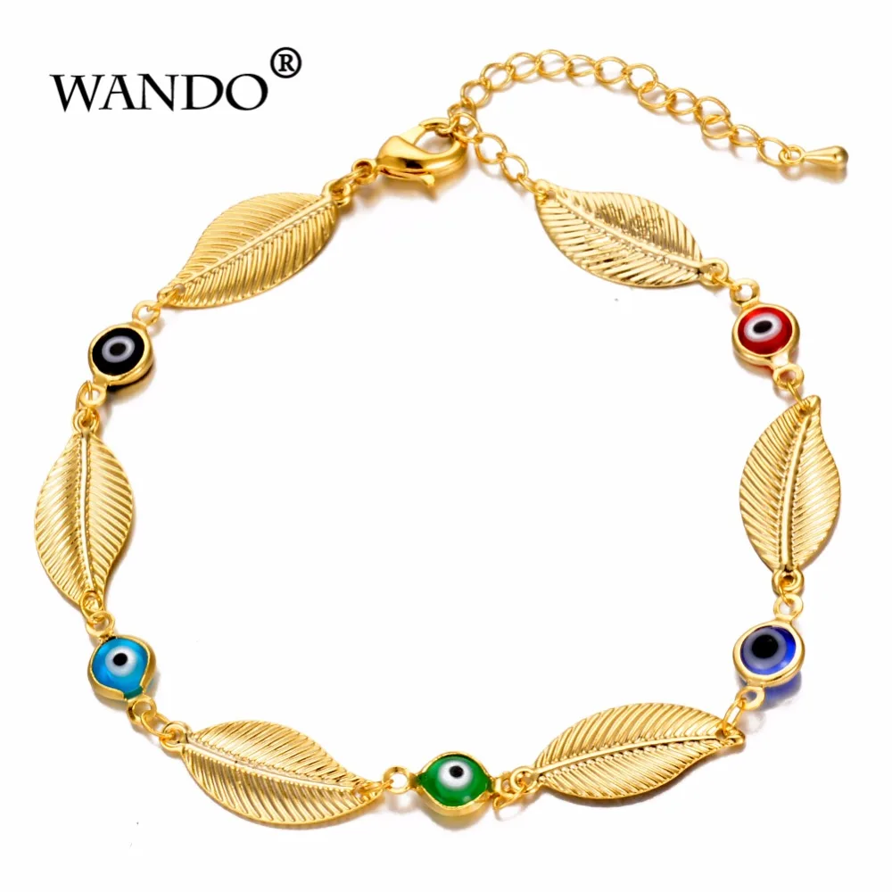 WANDO 20 см + 6 очаровательный браслет Женский Золотой от сглаза Арабский Браслет для