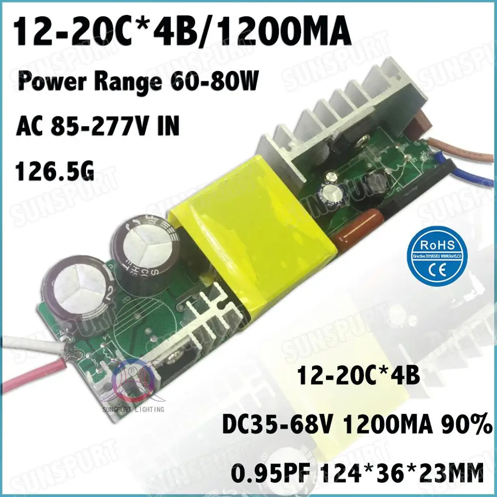 Внутри внешний высокий PFC CE 40-80 Вт AC85-277V светодиодный драйвер 12-20Cx3B 900mA 12-20Cx4B 1200mA DC35-68V постоянный ток