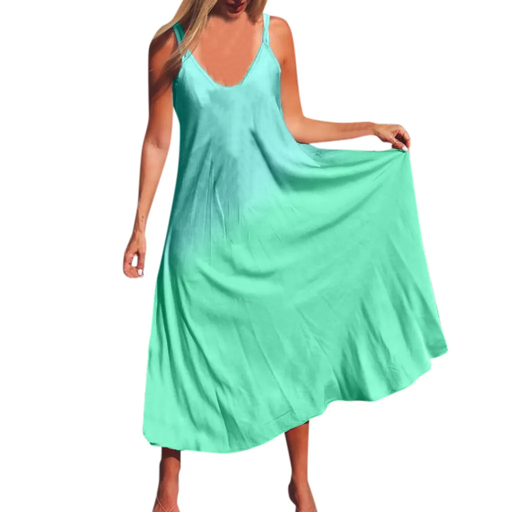 Летнее женское платье с треугольным вырезом без рукавов открытыми плечами