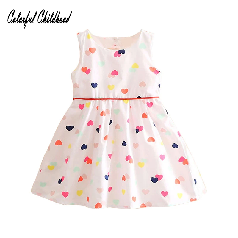 Baby Girl Dress Heart Print Summer Princess party Kids Clothing 2t-7 | Детская одежда и обувь