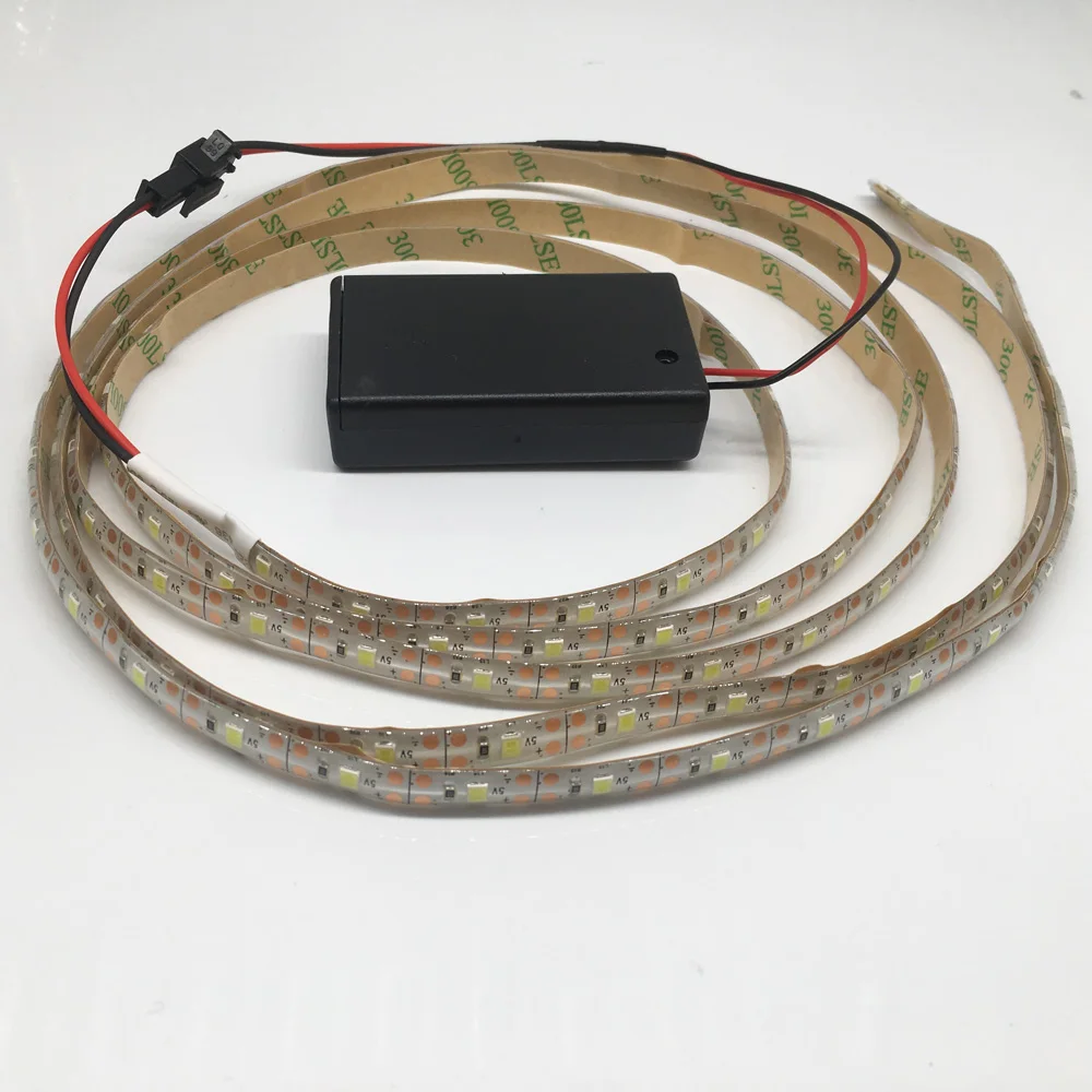 Светодиодная лента на батарейках 3528 SMD с батарейным отсеком белый RGB 0 5 м 2