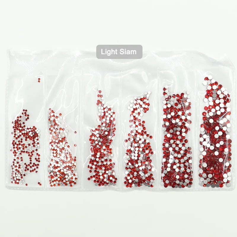 Light Siam SS3-SS10 стеклянные кристаллы для ногтей Стразы для шармов дизайн ногтей декоративная перегородка AB Цвет Стразы японский дизайн ногтей - Цвет: Light Siam