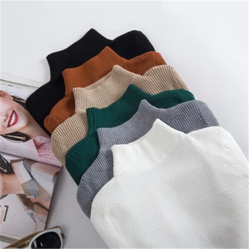 Winter Korean Sweater Women Turtleneck Pullover Solid Flat Knitted Female 2019 Autumn Slim Bottoming Casual Clothing Femme Tops | Женская