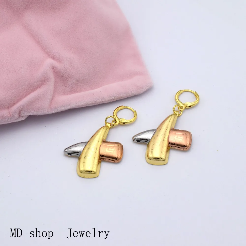 Модные высококачественные украшения комплект Италия 750 золотые серьги Цепочки и