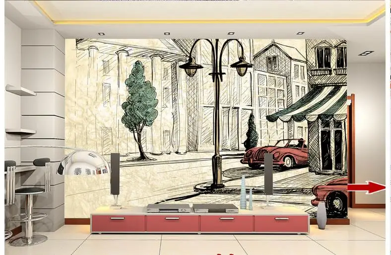 Custom photo wallpaper 3d murals for walls 3 d Abstract hand-painted European nostalgia TV setting Wall Street mural | Обустройство
