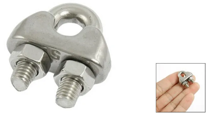 Серебряный тон 1/5 &quotПроволока из нержавеющей стали Rope клип Кабельный зажим 5