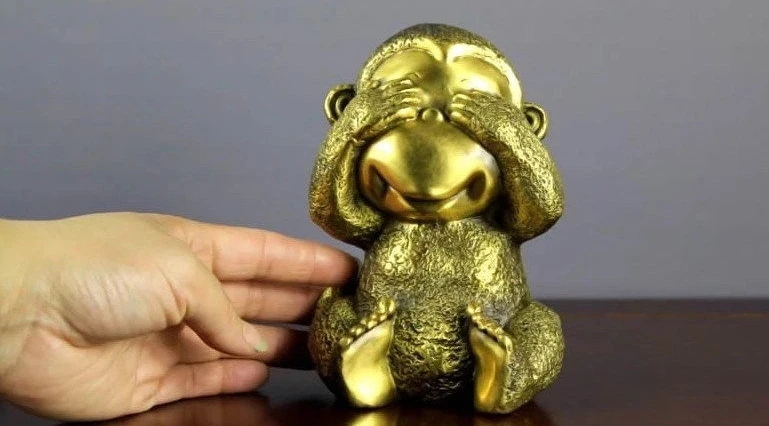 Chinese Copper Brass Folk Feng Shui Art Lucky Zodiac Four Monkey Statue Set | Дом и сад