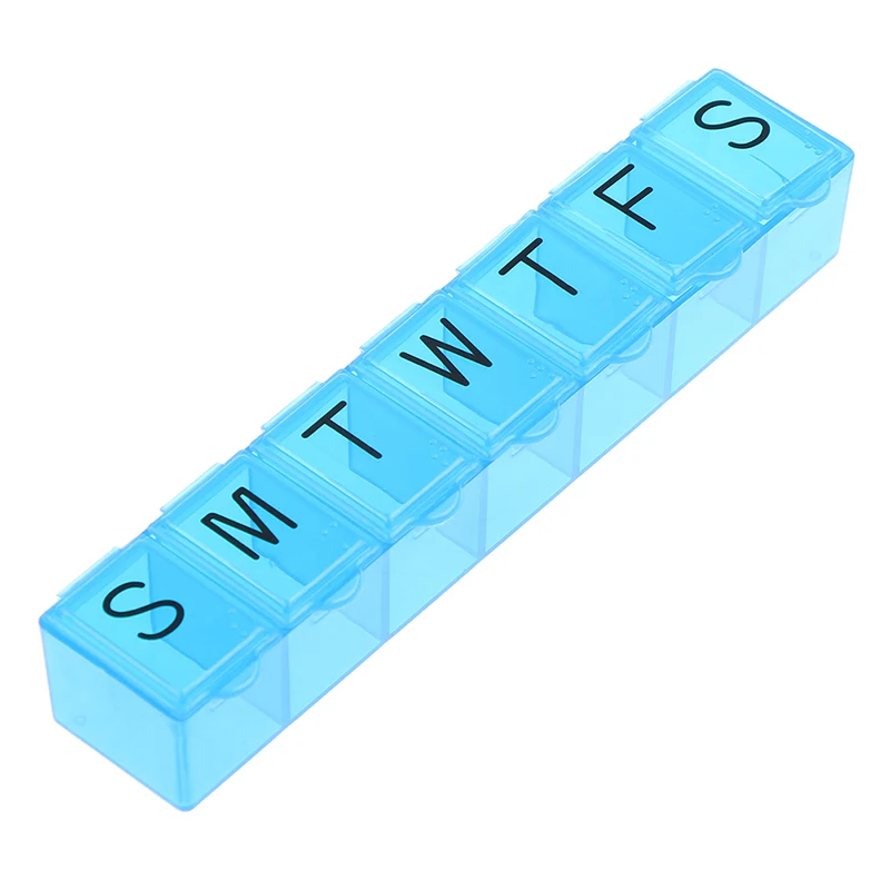 Коробка для таблеток синего цвета 7 дней контейнер на неделю