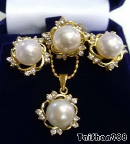 Белая жемчужина в виде ракушек из южного моря 18 КГП подвеска ожерелье серьги