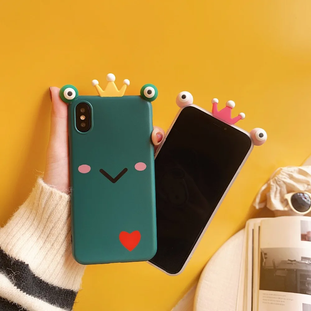 PGSD Чехол для мобильного телефона с милой короной лягушкой iphone XS XR MAX apple 7/8 Plus 6s