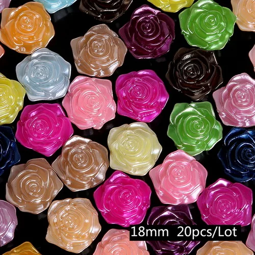 18mm rose 20-1000 намоток Mix 37 Цвета жемчуг имитация кабошон одежды декор с изображением сердечка цветка бусины ABS принадлежности DIY Швейные аксессуары - Цвет: 18mm rose