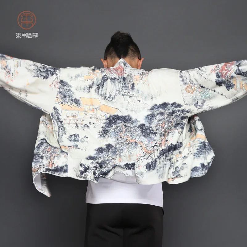 Японское утепленное Кимоно Кардиган для мужчин haori yukata мужской костюм самурая кимоно куртка мужская кимоно рубашка yukata haori X9150