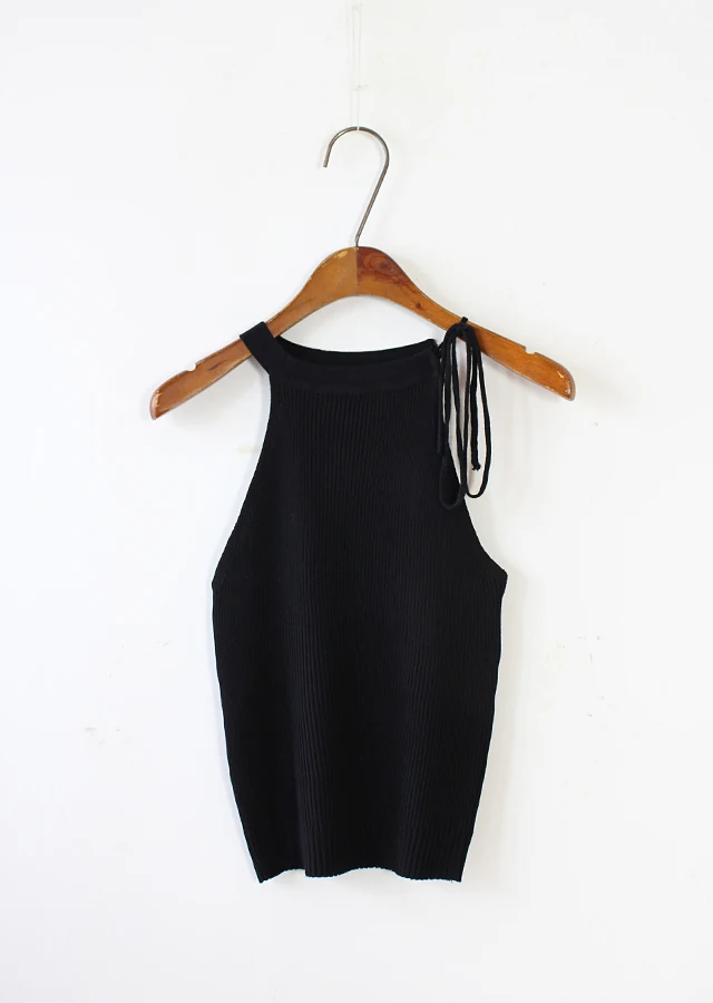 Хит продаж сексуальный трикотажный топ без рукавов с завязками на шее женский